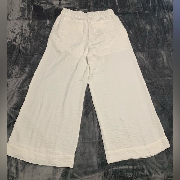 b new york Culottes Womens Medium White/Cream Wide Leg Belted Pockets Lined Boho - Picture 2 of 12